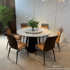 bàn ăn mặt đá tròn, bàn ăn cao cấp, nội thất phòng ăn