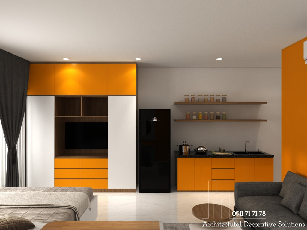 Thiết kế nội thất căn hộ cho thuê mini hiện đại năm 2022