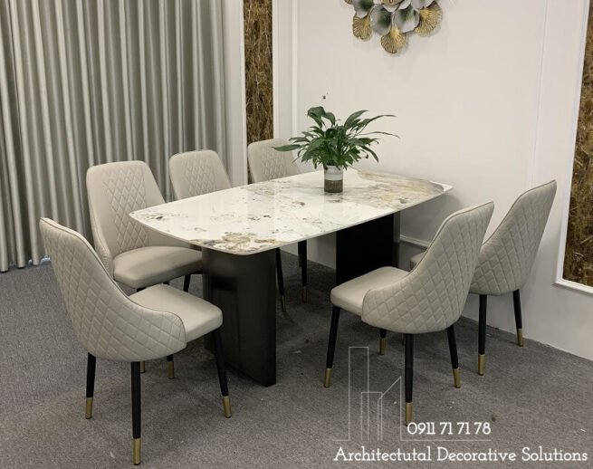 Bàn Ăn Mặt Đá 6 Ghế Cao Cấp 819S