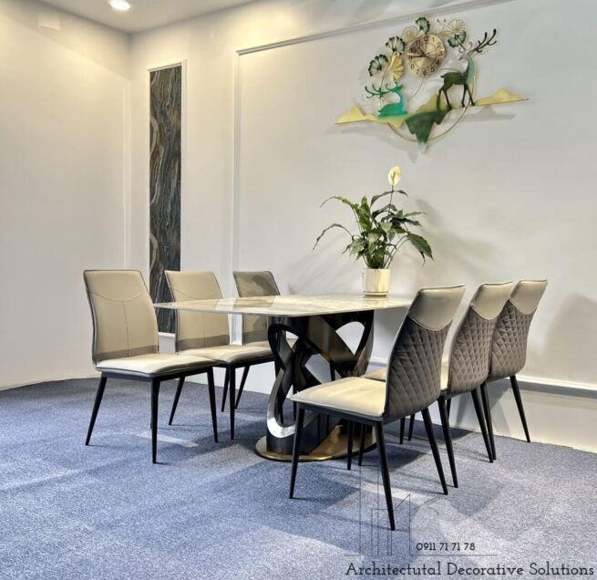 Bàn Ăn Mặt Đá 6 Ghế Cao Cấp 852S