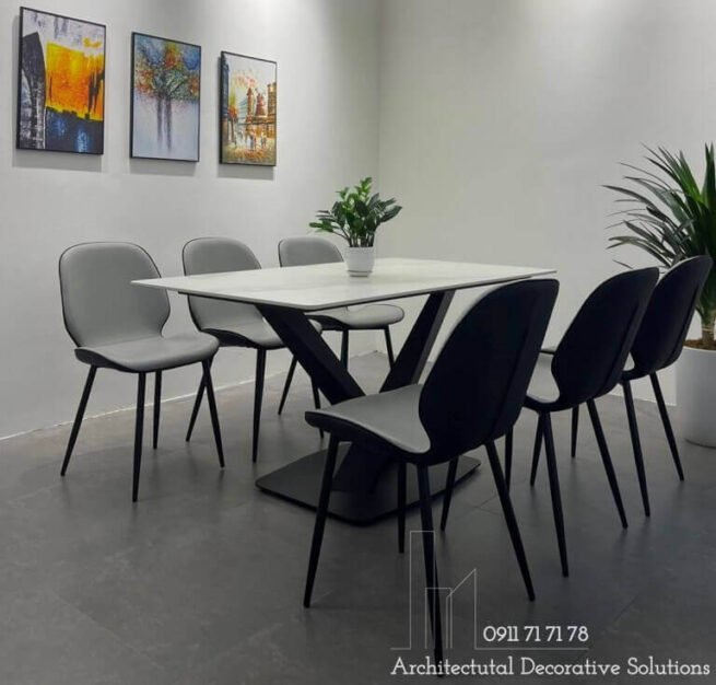 Bàn Ăn Cao Cấp Mặt Đá 6 Ghế 886S