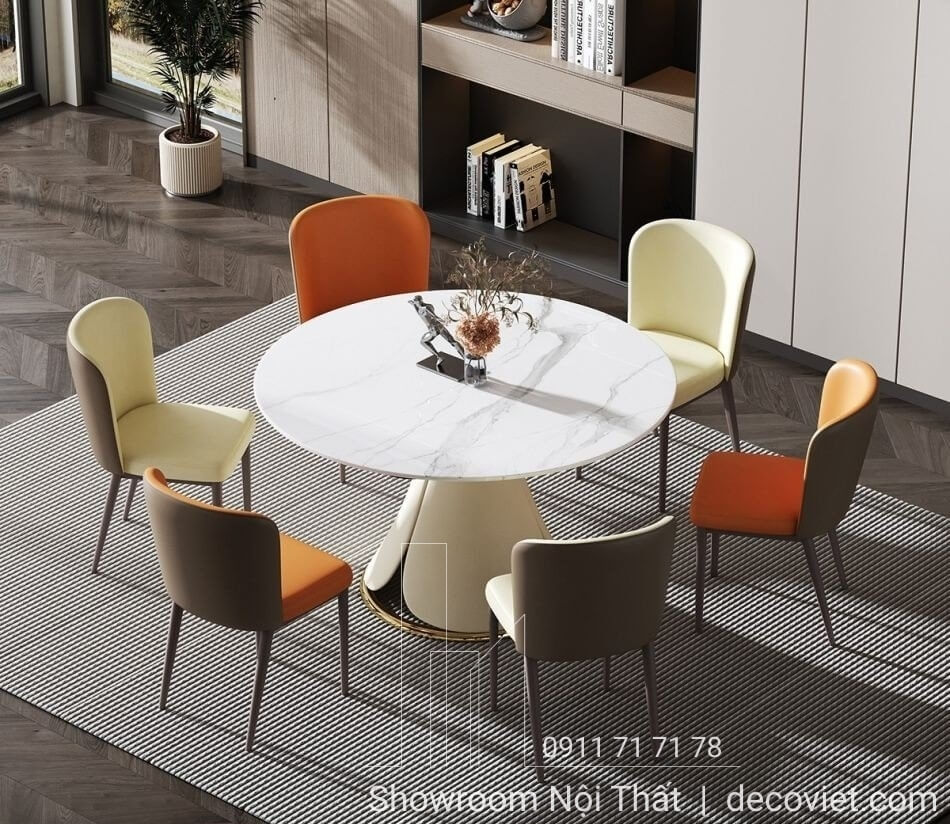 bàn ăn tròn mặt đá nhập khẩu