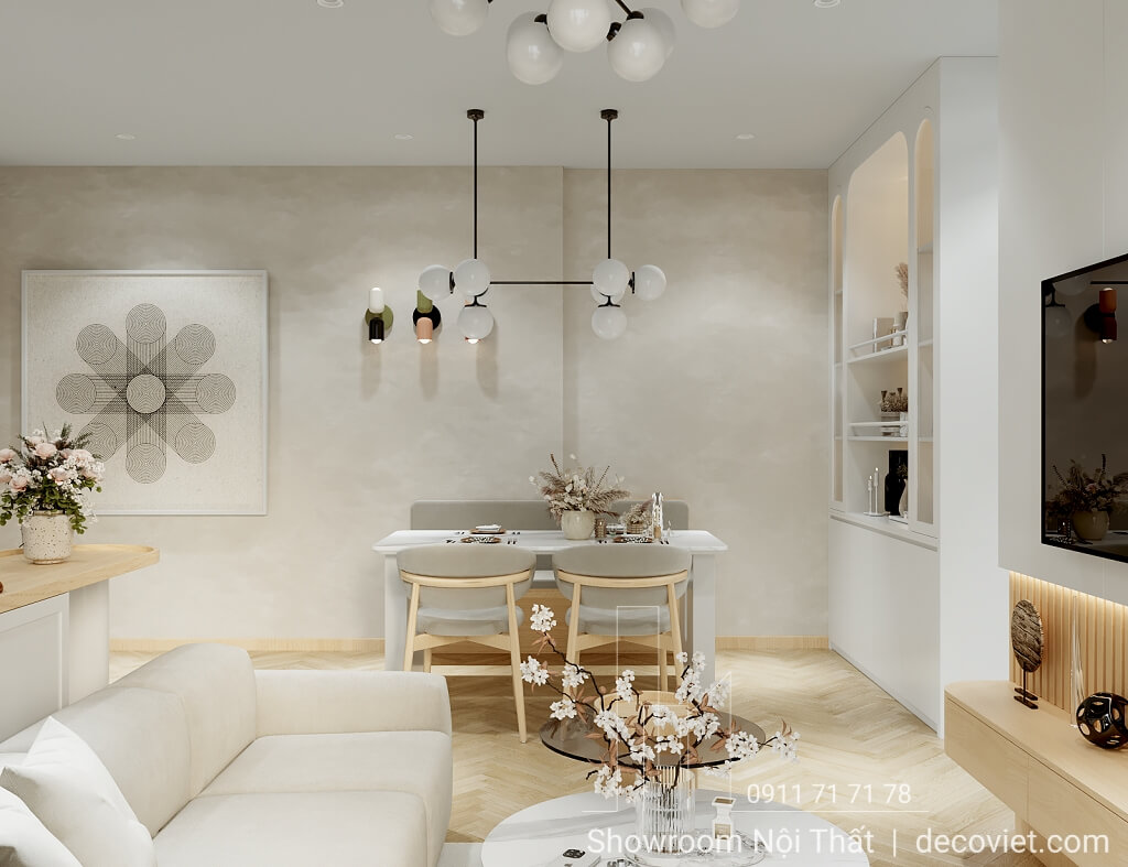 Không gian ăn uống sang trọng trong thiết kế căn hộ chung cư D'Lusso 2PN