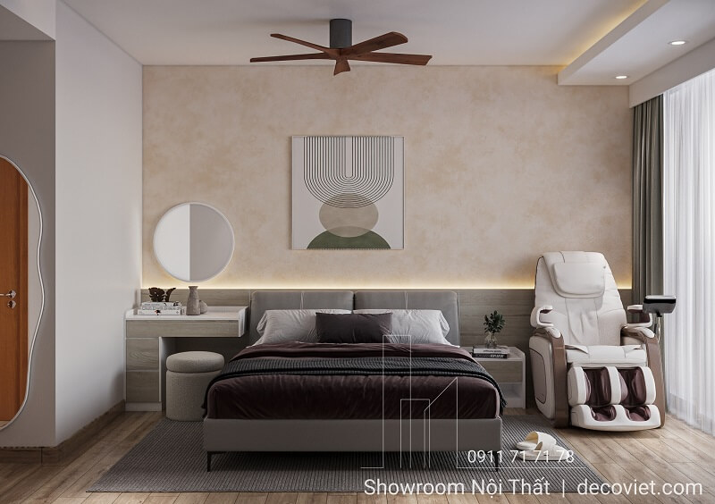 Không gian phòng ngủ master trong thiết kế nội thất Thảo Điền Pearl