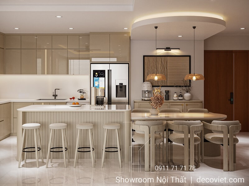 Bếp hiện đại trong thiết kế nội thất chung cư Thảo Điền Pearl