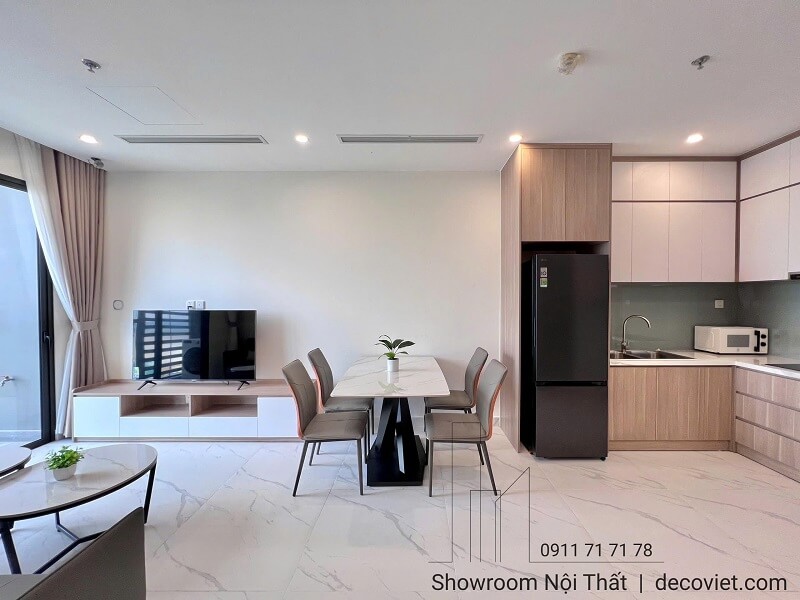 Bàn ăn và khu bếp căn hộ Vinhomes Grand Park 1PN