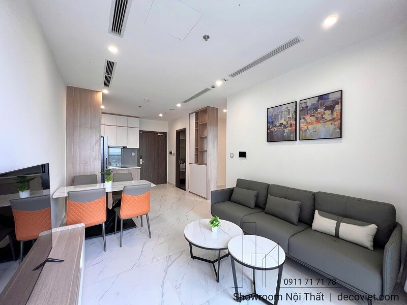 Hoàn thiện nội thất phòng khách căn hộ Vinhomes Grand Park 1PN hiện đại