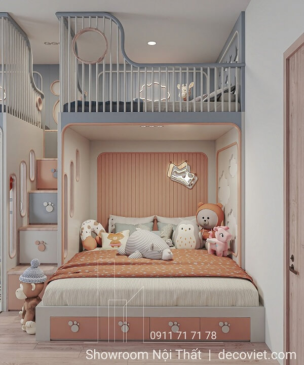 Giường tầng phòng ngủ đôi cho 2 bé khác giới tính đẹp nhất