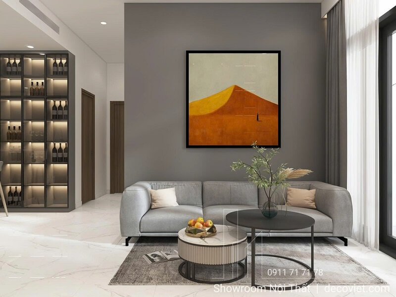 Thiết kế sofa và bàn trà phòng khách chung cư 2 phòng ngủ