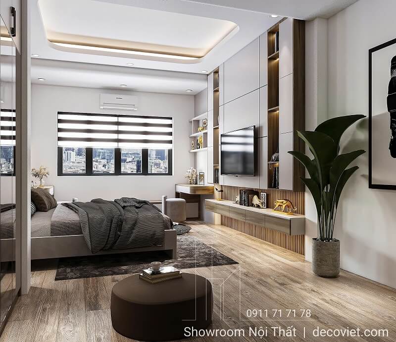 Thiết kế phòng ngủ master hiện đại sang trọng với nội thất đồng bộ